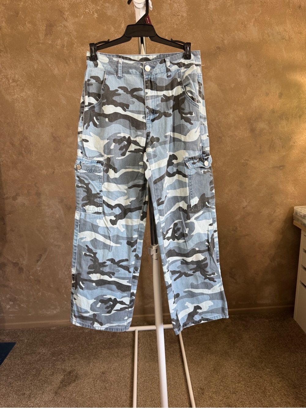 Women’s Blue Black Camo Cargo Pants - Y2K 2000s Sz XS